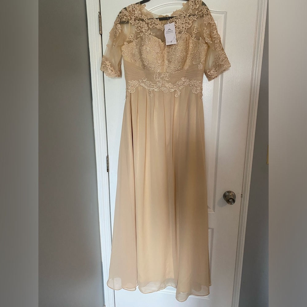 NEW Tan lace formal maxi dress